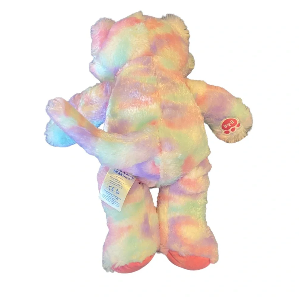 Build A Bear Pastel Swirl Plush Kitty Cat Tie-Dye Purple Pink Blue Toy Plush 16”